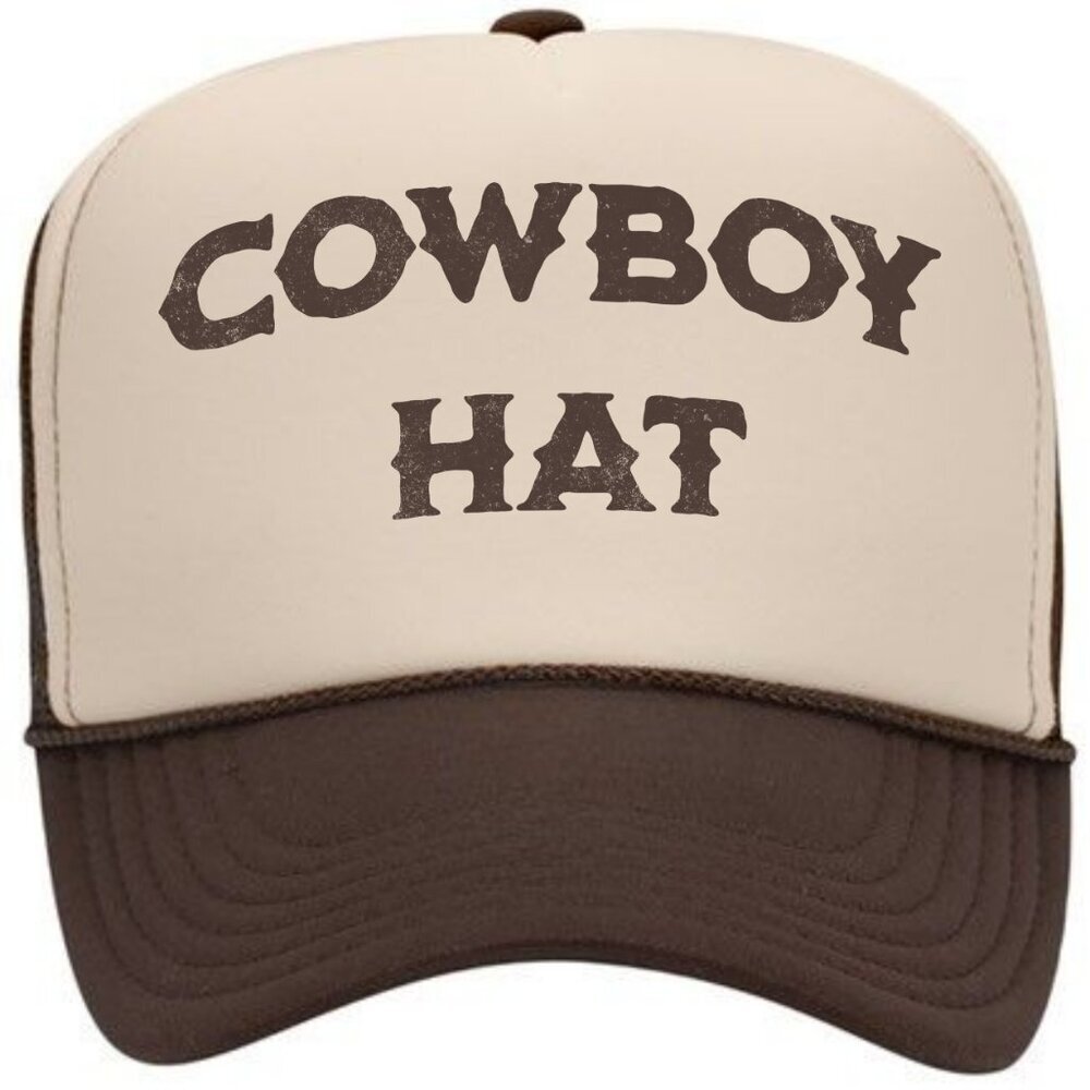 Cowboy Hat Foam Trucker Mesh Snapback Cap Hat Tan & Brown